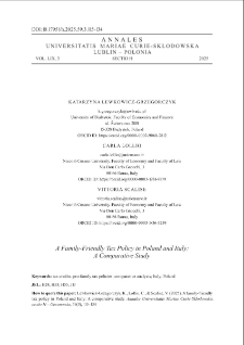 A family - friendly tax policy in Poland and Italy : a comparative study
