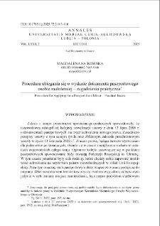Procedura ubiegania się o wydanie dokumentu paszportowego osobie małoletniej &ndash; zagadnienia praktyczne