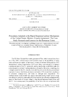 Procedures adopted in the rapid response labour mechanism of the United States&ndash;Mexico&ndash;Canada agreement: The case study research and lessons for the European Union