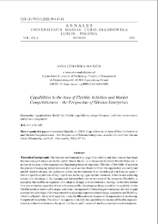 Capabilities in the area of flexible activities and market competitiveness &ndash; the perspective of silesian enterprises