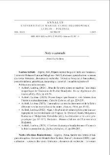Annales Universitatis Mariae Curie-Skłodowska. Sectio FF, Philologiae Vol. 43 (2025), 1. Noty o autorach