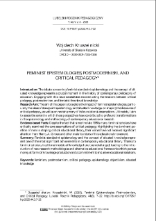 Feminist epistemologies, postmodernism, andcritical pedagogy
