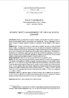 Student safety as an element of the high school climate