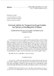 Criminal liability for transporting drugs outside the territory of the Republic of Poland