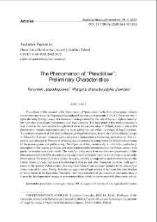 The phenomenon of &ldquo;pseudolaw&rdquo;: preliminary characteristics