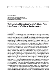 The international dimension of Ukraine&rsquo;s climate policy in the context of a full-scale Russian invasion
