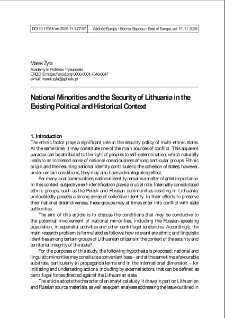 National minorities and the security of Lithuania in the existing political and historical context