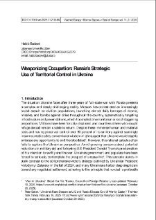 Weaponizing occupation: Russia&rsquo;s strategic use of territorial control in Ukraine