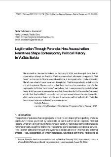 Legitimation through paranoia: how assassination narratives shape contemporary political history in Vučić&rsquo;s Serbia