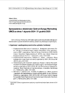 Sprawozdanie z działalności Centrum Europy Wschodniej UMCS za okres 1 stycznia 2024&ndash;31 grudnia 2025