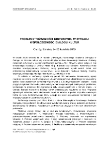 Problemy tożsamości kulturowej w sytuacji wsp&oacute;łczesnego dialogu kultur, Ostr&oacute;g, Ukraina, 24-25 kwietnia 2015