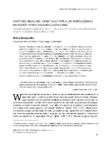 Wartości religijne i orientacje rytualne wsp&oacute;łczesnej młodzieży w refleksji socjologicznej