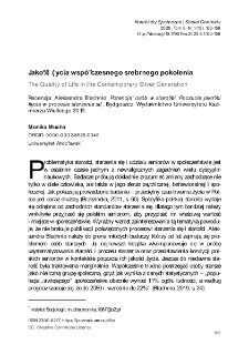 Jakość życia wsp&oacute;łczesnego srebrnego pokolenia