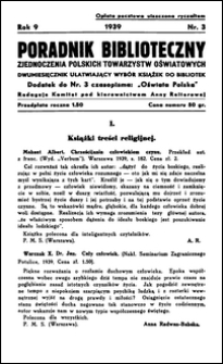 Poradnik Bibljoteczny Zjednoczenia Polskich Towarzystw Oświatowych : miesięcznik ułatwiający wybór książek dla bibljotek : dodatek do czasopisma "Oświata Polska" R. 9, nr 3 (1939)