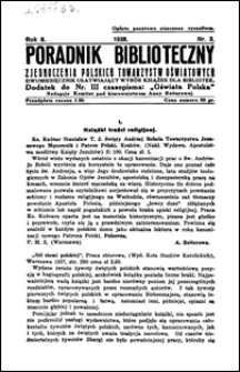 Poradnik Bibljoteczny Zjednoczenia Polskich Towarzystw Oświatowych : miesięcznik ułatwiający wybór książek dla bibljotek : dodatek do czasopisma "Oświata Polska" R. 8, nr 3 (1938)