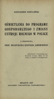 Oświetlenia do programu gospodarczego i zmiany ustroju rolnego w Polsce