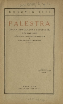 Palestra : spis rzeczy za rok 1931
