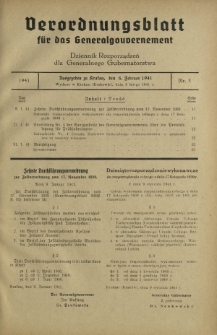 Verordnungsblatt für das Generalgouvernement = Dziennik Rozporządzeń dla Generalnego Gubernatorstwa. 1941, Nr 3 (8 Februar)