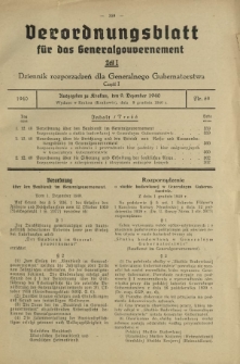Verordnungsblatt für das Generalgouvernement = Dziennik Rozporządzeń dla Generalnego Gubernatorstwa. Teil 2, Nr 69 (23 November 1940)