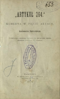 "Artykuł 264" : komedya w pięciu aktach