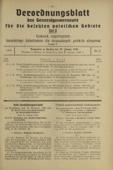 Verordnungsblatt des Generalgouverneurs für die Besetzten Polnischen Gebiete = Dziennik Rozporządzeń Generalnego Gubernatora dla Okupowanych Polskich Obszarów. Teil 2, Nr 3 (25 Januar 1940)