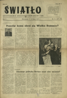 Światło : dwutygodnik społeczno-oświatowy TUR. R. 2, nr 5-6=27-28 (1-31 lipca 1947)