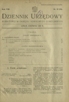 Dziennik Urzędowy Kuratorjum Okręgu Szkolnego Lubelskiego R. 8, nr 10 (84) czerwiec 1936