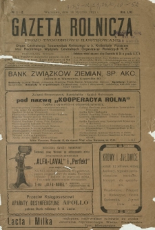 Gazeta Rolnicza : pismo tygodniowe ilustrowane. R. 61, nr 1-2 (14 stycznia 1921)