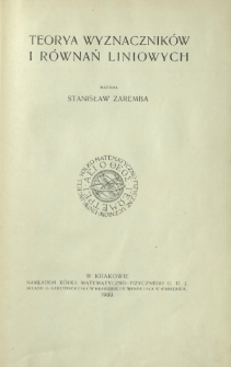 Teorya wyznaczników i równań liniowych