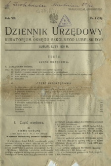 Dziennik Urzędowy Kuratorjum Okręgu Szkolnego Lubelskiego R. 7, nr 6 (70) luty 1935