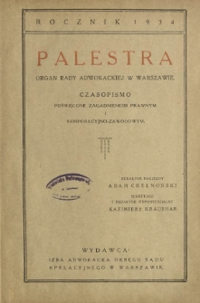 Palestra : spis rzeczy za rok 1934