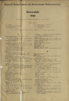Verordnungsblatt für das Generalgouvernement = Dziennik Rozporządzeń dla Generalnego Gubernatorstwa. Teil 2, Sondernummer (31 Dezember 1940)